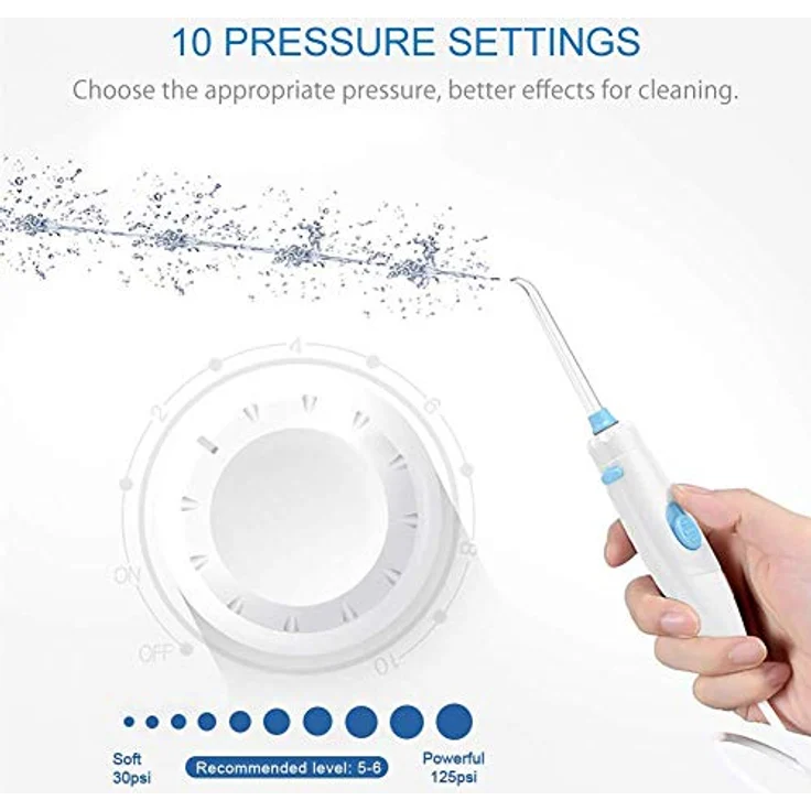 TUREWELL Munddusche,Elektrische Zahnzwischenraumreiniger mit 10 Druckstufen und 8 Düsen ,IPX7 Wasserdicht Oral Irrigator, 600ML Wasser Flosser für Zuhause(Weiß) – Bild 2