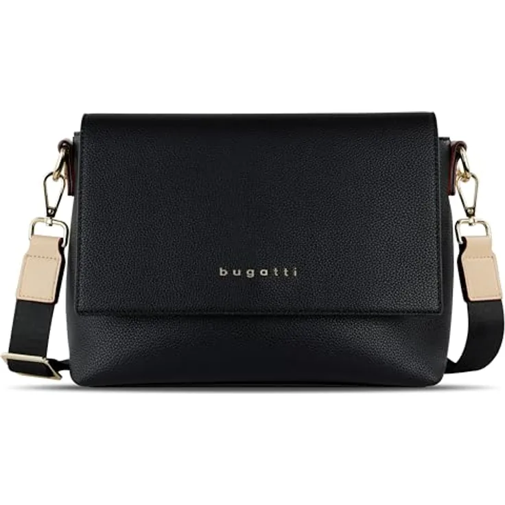 bugatti Ella Umhängetasche 26 cm, schwarz, 100% Polyurethan, 26 x 9 x 18 cm