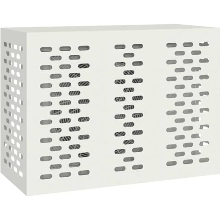 vidaXL Klimaanlagenabdeckung Weiß, wetterfest, 110 x 50 x 80 cm, Stahl, modernes Design – Bild 1