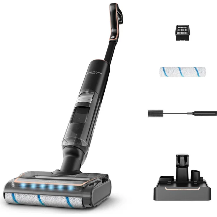 Rowenta X-Clean 7 GZ5736E0, Beutelloser Stabstaubsauger mit 2-in-1 Funktion, Aquafilterung, LED-Display, Akku, schwarz