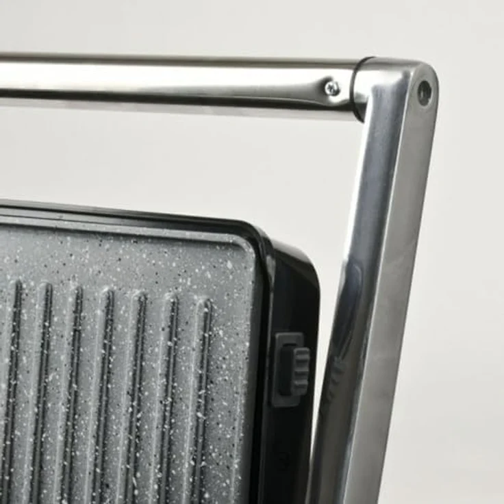 Girmi BS41 Kontaktgrill, 2000 W, Edelstahl, Antihaftbeschichtung, Abnehmbare Platten, Schwarz/Silber – Bild 4