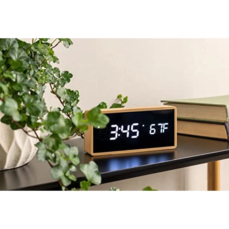 Karlsson Wecker Tube, Rechteckiger Wecker aus Bambus mit digitaler LED-Anzeige, 14,8x7x4,2cm – Bild 3