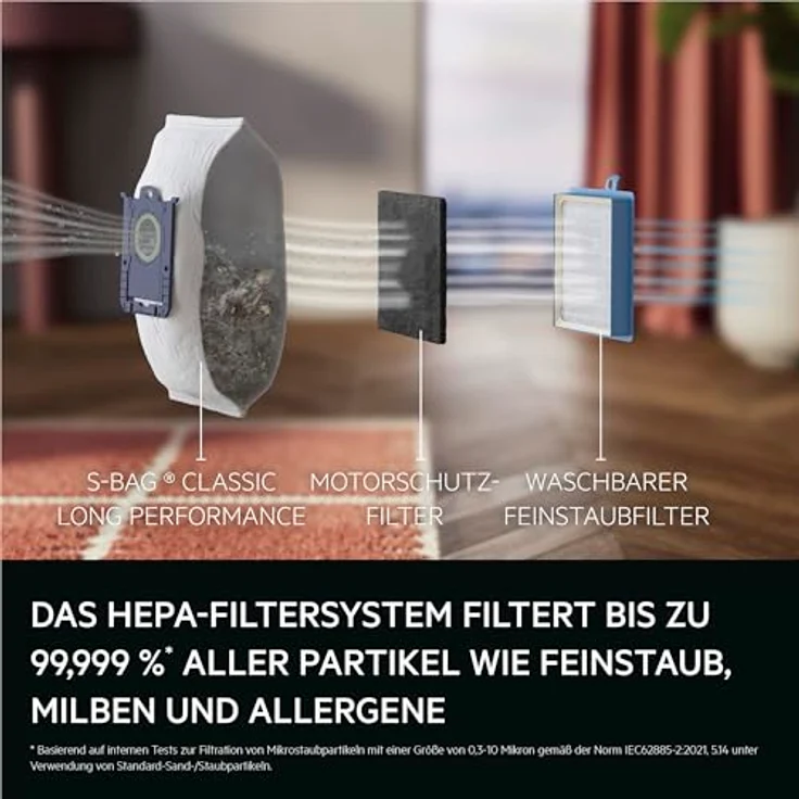 AEG VX83‑2EBR Staubsauger mit Beutel, besonders leise 64 dB, 750 W, HEPA Allergy Plus Filter, AllFloor Düse für Hart- und Teppichböden, schwarz – Bild 5