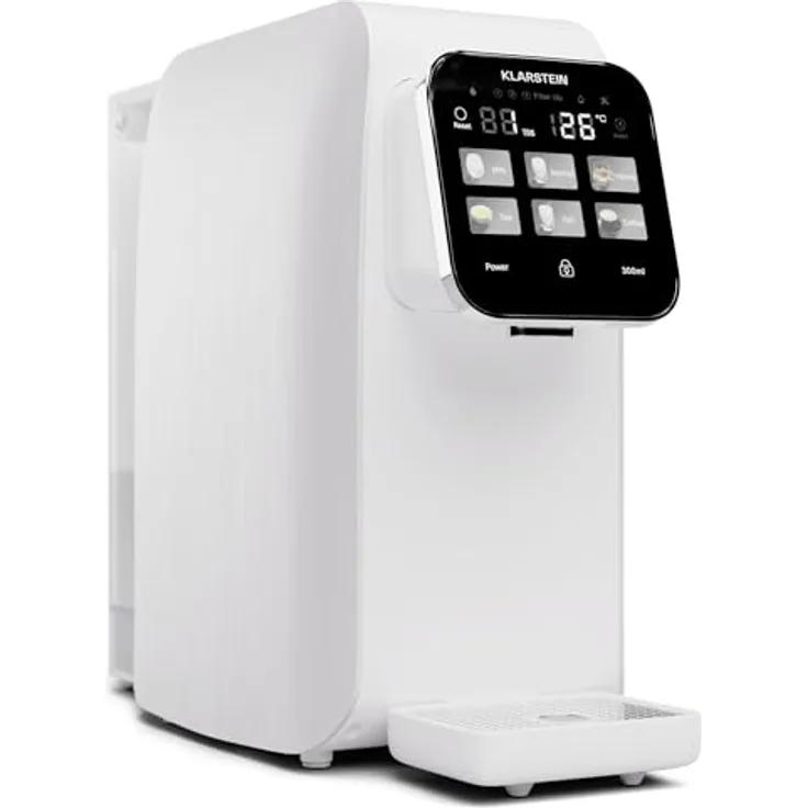 Klarstein AquaLine Osmose-Wasserfilter-System für Umkehrosmose, 3L Auftisch Wasserfilter-System mit 5-Stufige Filtration, 3 Filter & Touch Screen, Filtert Schnell Wasser, 2-Tank RO-Umkehrosmoseanlage