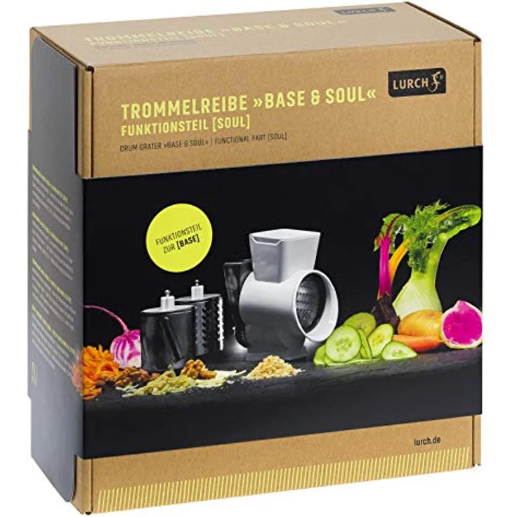 Lurch 200525 Trommelreibe Funktionsteil "Soul" zum Hobeln u. Reiben von Obst, Gemüse, Nüssen, Käse etc., Zubehör für Lurch "Base & Soul" System – Bild 2