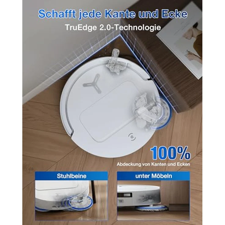 ECOVACS DEEBOT T50 Omni Saugroboter mit Wischfunktion, 15.000 Pa, ZeroTangle 2.0, All-in-One Station, weiß – Bild 3
