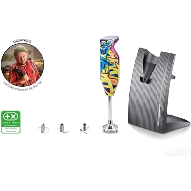 ESGE Zauberstab 91003 Design Edition Pop-Art – Stabmixer mit 200W AC-Motor, 2-stufig, 17.000 U/min, Zubehörset und 160 cm Kabel – Bild 2