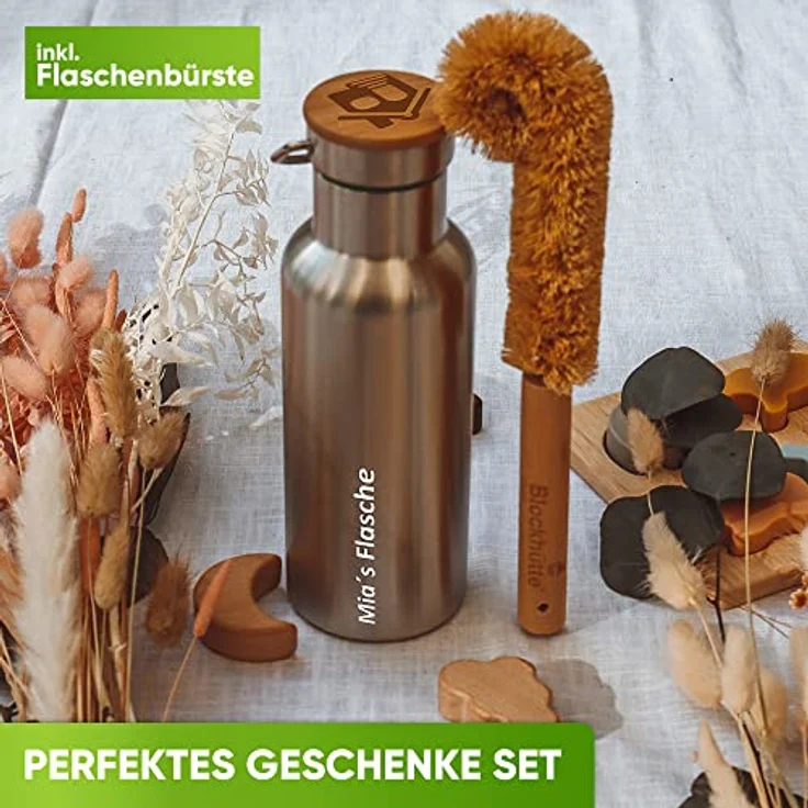 Blockhütte Personalisierte Edelstahl Trinkflasche 750ml, Auslaufsichere Thermoflasche, BPA-frei, für Kinder und Erwachsene, mit Namensgravur – Bild 4