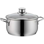 WMF Diadem Plus Kochtopf groß 24cm, Glasdeckel, Bratentopf Induktion 4,5l, Cromargan Edelstahl poliert, unbeschichtet