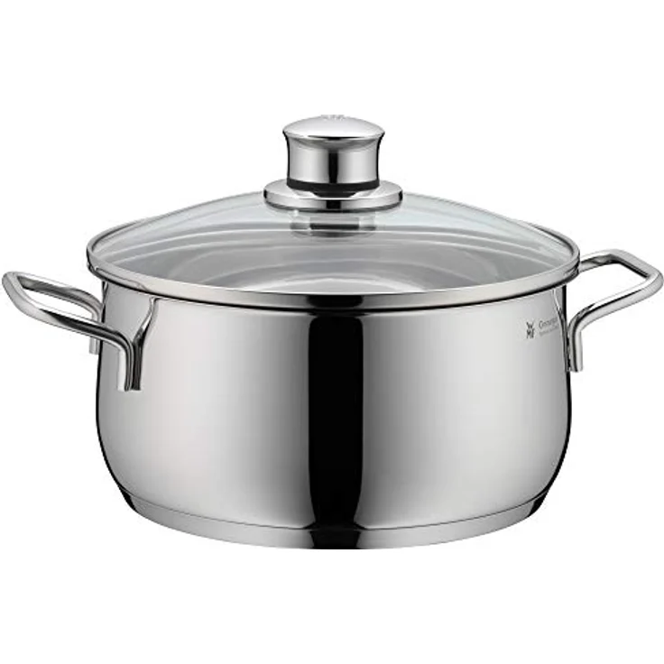 WMF Diadem Plus Kochtopf klein 16 cm, Glasdeckel, Bratentopf Induktion 1,5l, Cromargan Edelstahl poliert, unbeschichtet – Bild 1