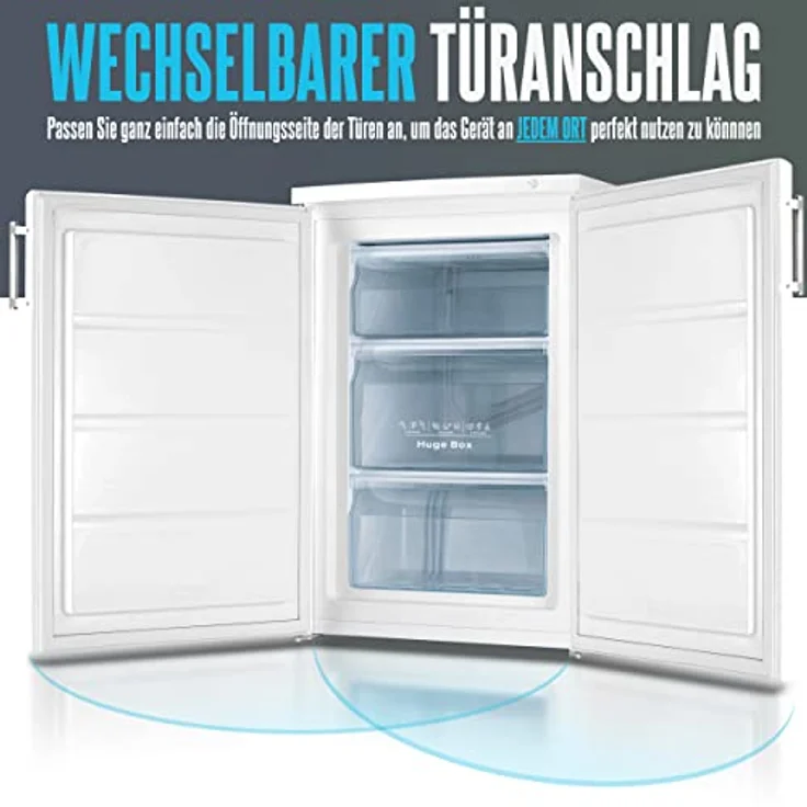 HEINRICHS Gefrierschrank, Freezer, 3x Gefrierschublade, Stufenloser Temperaturregler,Airflow, wechselbarer Türanschlag, 85 Liter Nutzinhalt, Temperatur:-18°C~-38°C, Heinrich´s (weiß) – Bild 5
