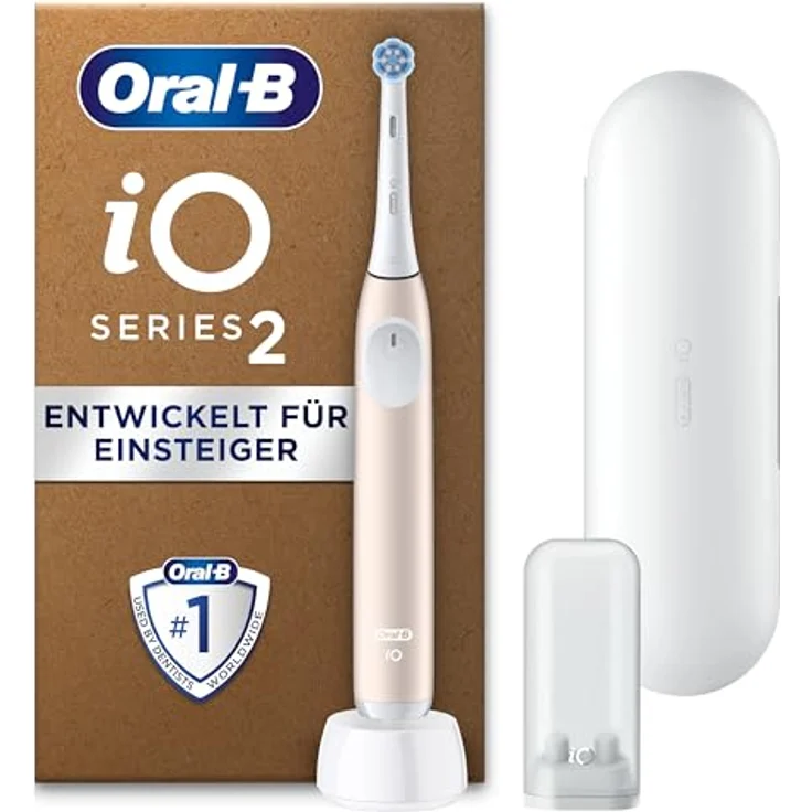 Oral-B iO Series 2 Elektrische Zahnbürste, 3 Putzmodi, Magnet-Technologie, Reise-Etui, Designed by Braun, Calm Pink – Bild 1