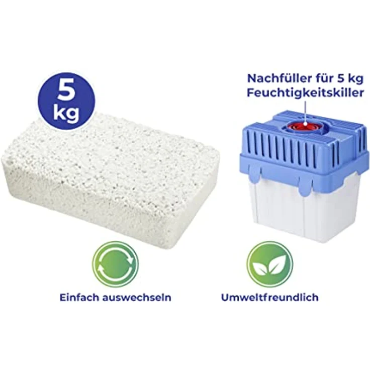 WENKO Nachfüllpack für Feuchtigkeitskiller 5 kg, Granulatblock für Raumentfeuchter, fasst bis zu 8 l Feuchtigkeit, laborgeprüft, reduziert Schimmel & Gerüche, Weiß – Bild 3