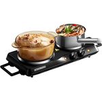 Steinborg Elektrische Doppelkochplatte 2.500 Watt Campingkocher Herdplatte Kochfeld Camping 2 Kontrolleuchten Kochplatte Überhitzungsschutz aus Glas