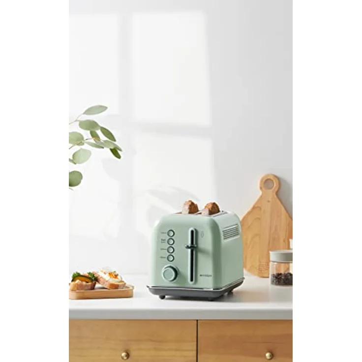Buydeem DT620-CG, Toaster aus Edelstahl mit 900 Watt Leistung, Warmhalte- und Auftaufunktion, Grün – Bild 7