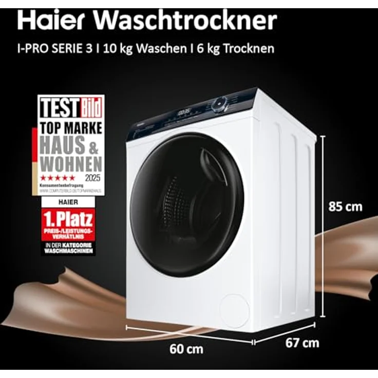 Haier HWD100-B14939 Waschtrockner, innovative I-PRO Serie 3 mit Direct Motion Motor, energieeffizient, schwarz – Bild 2