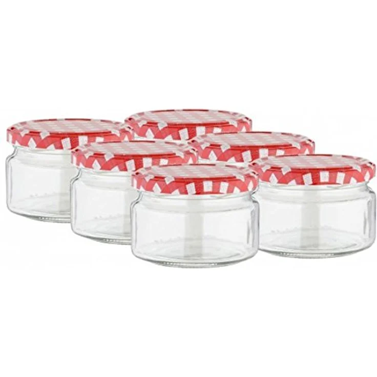 Viva Haushaltswaren 6 x kleines Marmeladenglas - Einmachglas 250 ml mit Deckel, Twist-off Gläser Set rund