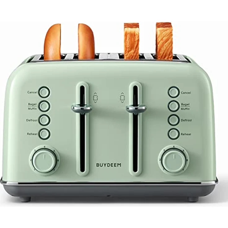 Buydeem DT640E 4 Slice Toaster, Cozy Greenish, mit dualer Steuerung und sieben automatischen Programmen für vielseitige Zubereitung – Bild 1