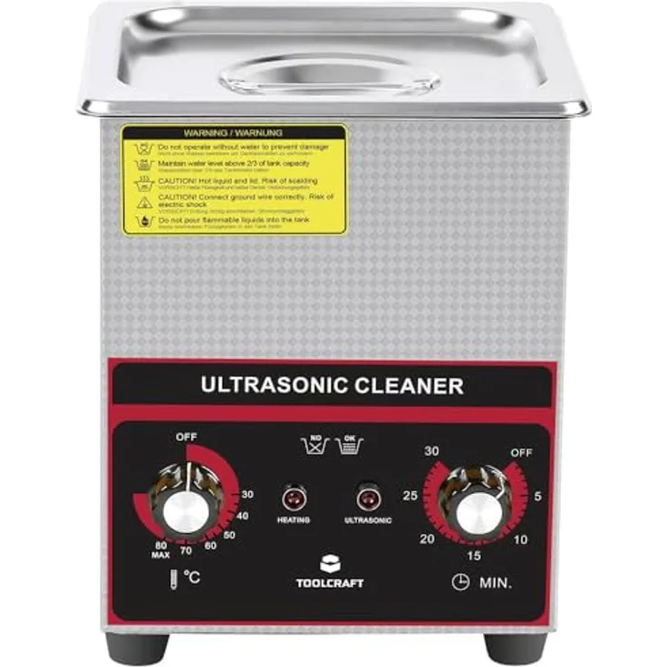 TOOLCRAFT Ultraschallreiniger 2 l mit Heizung und Reinigungskorb, rostfreier Stahl – Bild 2