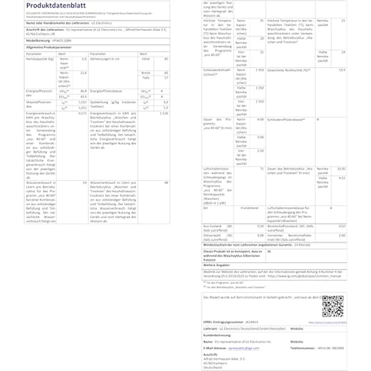 LG HPWD116BA X-Serie Waschtrockner, 11 kg Wasch- und 6 kg Trocknungskapazität, 1350 U/Min., schwarz, mit AI Wash+Dry und TurboWash+Dry Technologie – Bild 20
