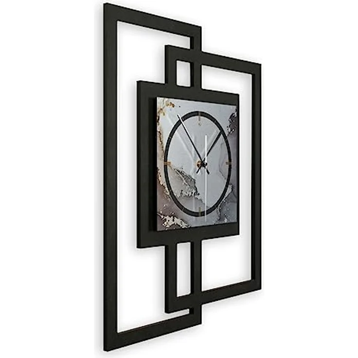 Kreative Feder Designer-Wanduhr „Abstract Water“ in modernem Metallic-Look ohne Tickgeräusche (Funk/Quarz) (Funkuhrwerk) – Bild 3