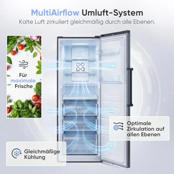 Bomann® GS 7371, Gefrierschrank mit Total NoFrost, MultiAirflow, 274L, 185cm, inox – Bild 4