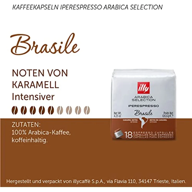 illy Espresso illy Kaffee, Kaffeekapseln Iperespresso Arabica Selection Brasilien - 1 Softpack mit 18 Espresso-Kaffeekapseln, 18 stück – Bild 2