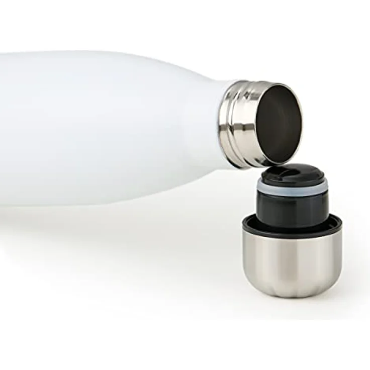 Blumtal® Trinkflasche Edelstahl Charles, 500 ml, BPA-frei, auslaufsicher, doppelwandige Thermosflasche, Weiß – Bild 3