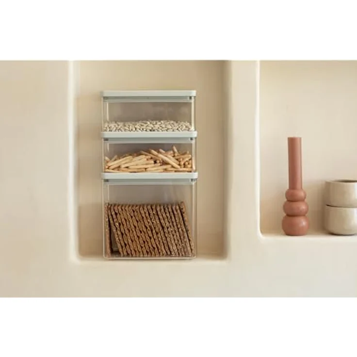 Brabantia Tasty+, Vorratsbehälter, rechteckig, 6,5 Liter, stapelbar, hellgrau/transparent, BPA-freier Kunststoff – Bild 4