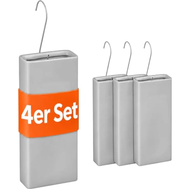 relaxdays Luftbefeuchter Heizung 4er Set, 0.4 l Wassertank, passive Feuchtigkeitsabgabe, Hellgrau – Bild 1