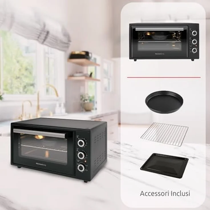Melchioni Minibackofen 118380045, 45L Garraum mit Umluftfunktion und 300°C, manuelle Bedienung, emaillierte Innenwände – Bild 3