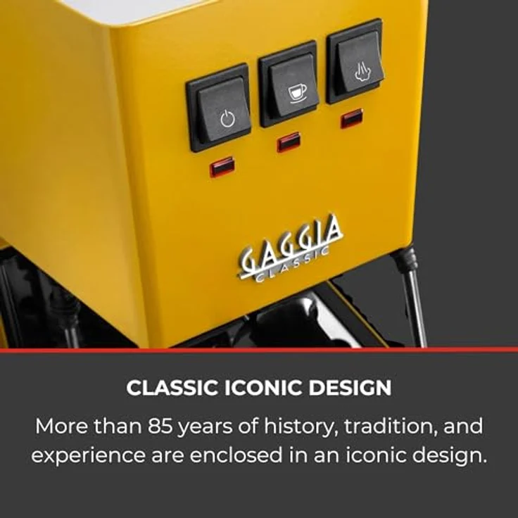 Gaggia Classic E24 Evo Pro, Manuelle Espresso-Kaffeemaschine mit Messingkessel und Magnetventil, Sonnengelb – Bild 3