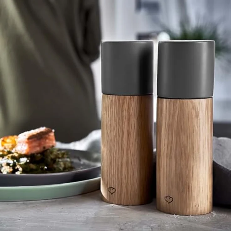 Springlane Salz-/Pfeffermühle 2er-Set aus Buchenholz und Beton, manuell, in Mint und Dunkelgrau – Bild 7