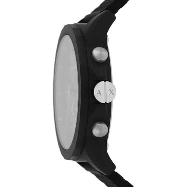 Armani Exchange Quarz-Chronograph mit 44mm Gehäuse, schwarzem Zifferblatt und silikonarmband in Schwarz und Grün – Bild 2
