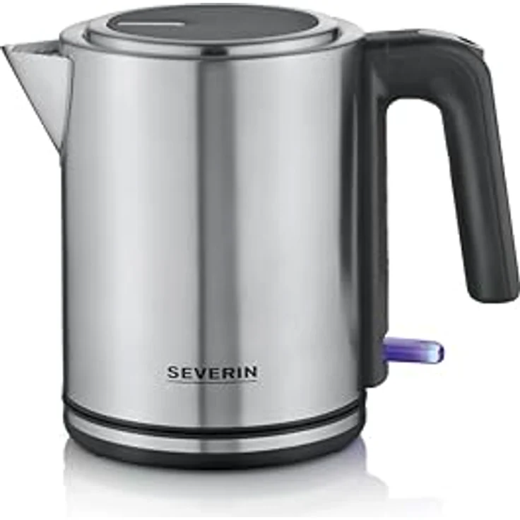 SEVERIN Wasserkocher 1L, elektrischer Wasserkocher mit Wasserstandsanzeige, Kalkfilter, XXL-Öffnung, leistungsstark & kompakt, 100% BPA-frei, 2.400 W, silber-schwarz/Edelstahl – Bild 1