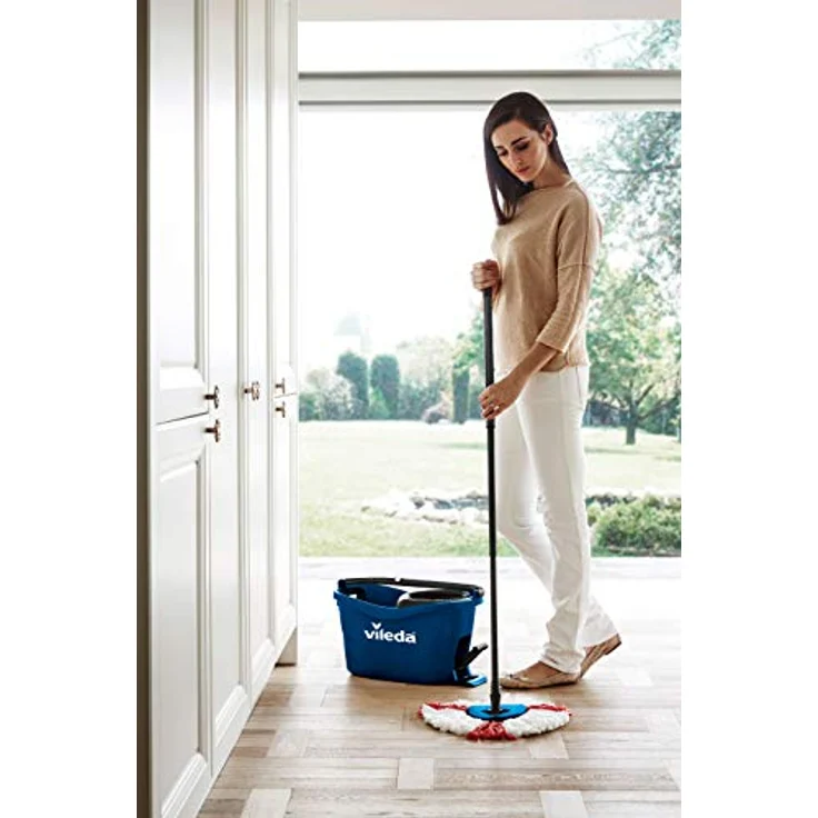 Vileda Turbo EasyWring & Clean Komplett Set blau Wischmop und Eimer mit PowerSchleuder – Bild 4