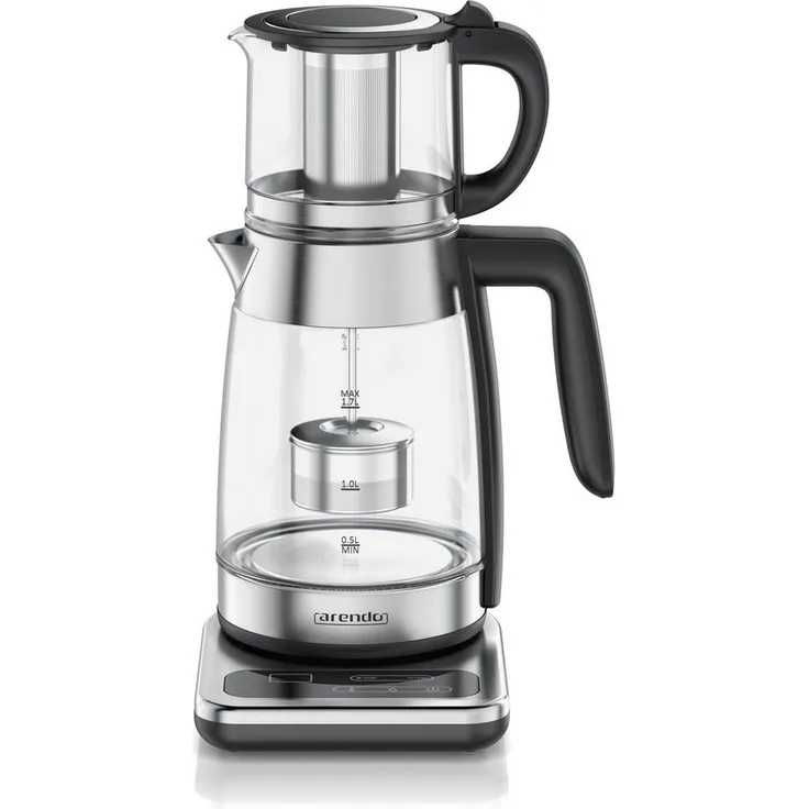 Arendo INFUSE ORIENT Wasserkocher 2in1 Glas-Teebereiter & Samowar mit Temperatureinstellung 40-100°C, 1,8 l, 2200 W, inkl. 0,8 l Teekanne, BPA-frei, 2h Warmhaltefunktion