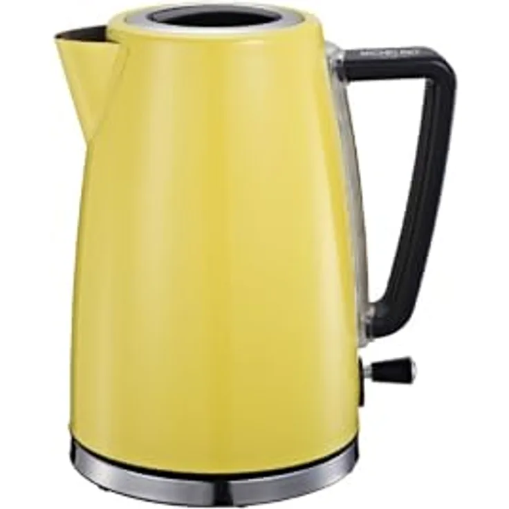 Serie Leonidas Edelstahl Wasserkocher 1,7 Liter 2200 Watt 360 Grad Kontaktsockel Gelb