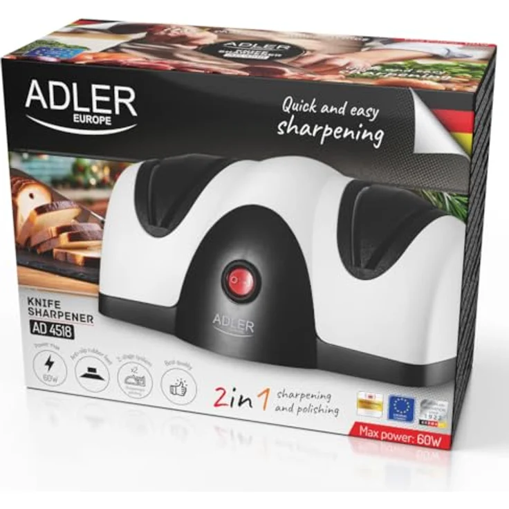 Adler AD 4518, Elektrischer Messerschärfer mit zweistufigem Schärf- und Poliersystem, rutschfesten Saugnäpfen und optimaler Schärfwinkelführung – Bild 8