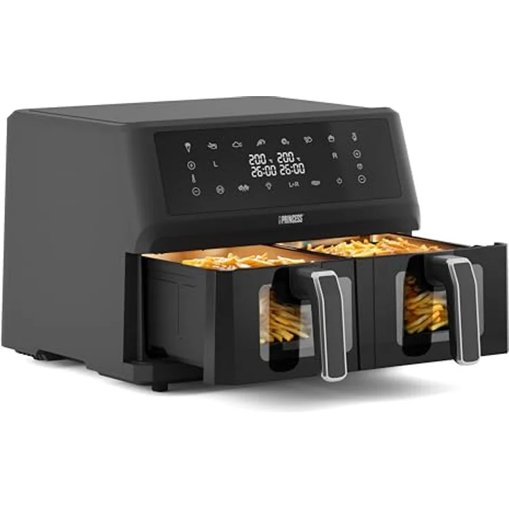 Princess Heißluftfritteuse mit Doppelkorb - 11 L - BPA- und PFAS-frei - 8 Programme - Sichtfenster - 2400 W - 182276 – Bild 1