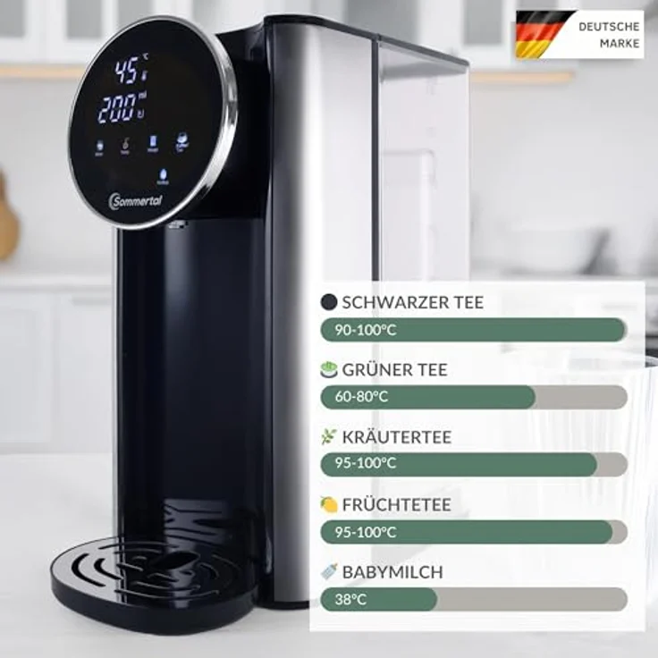 Sommertal HW400 Heißwasserspender Businessline, 4L Tank, instant heißes Wasser 45-100°C, Touchdisplay, kompakt – Bild 6