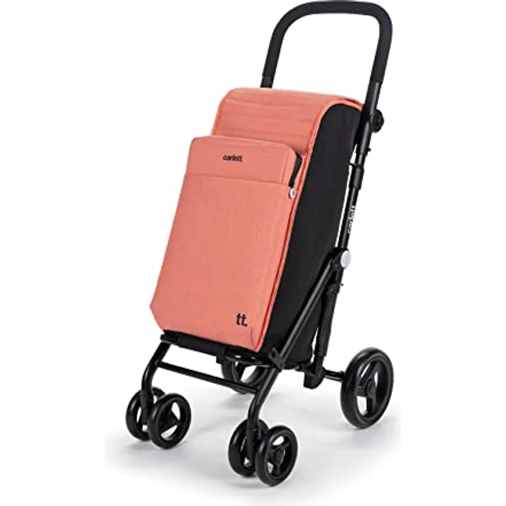 Carlett - Einkaufstrolley, Faltbarer Supermarkt-Trolley, mit 4 regenfesten Rädern und einem großen Fassungsvermögen von 25kg, Haupttasche 50L, Thermotasche 10L und Hecktasche - Lachsfarben – Bild 1