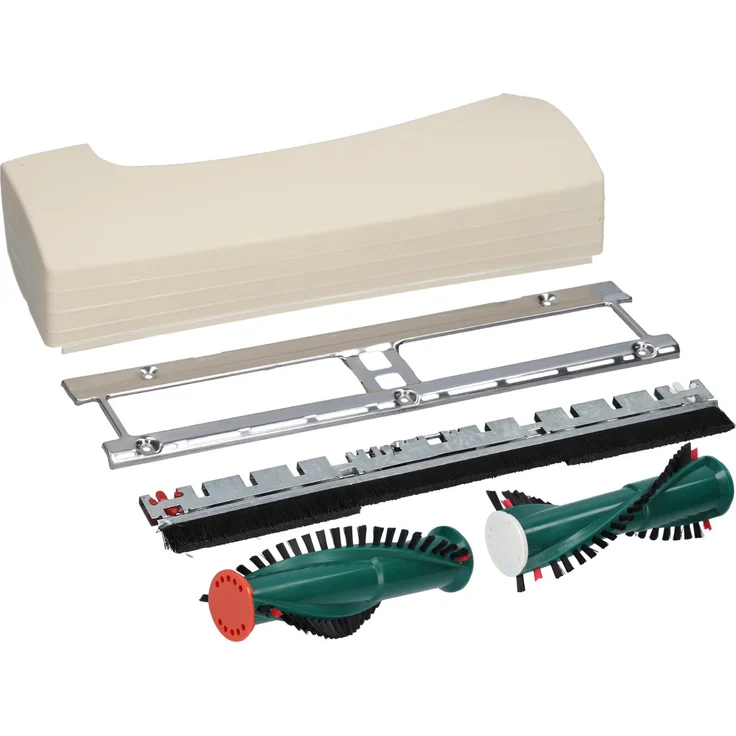 A. Patzig McFilter Reparaturset für Vorwerk EB 350/351(F), 4-teiliges Set mit Gehäusedeckel (Beige), Bodenblech (Metall) und Bürsten (Grün/Schwarz)