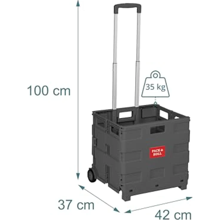 relaxdays Einkaufstrolley mit Teleskopgriff, anthrazit, klappbar, hohe Traglast bis 35 kg, praktischer Einkaufsbegleiter – Bild 4