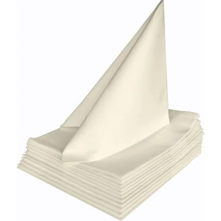 Texpot 6 Stück Servietten mit Atlaskante aus 100% Baumwolle - Farbe Sekt - 50 x 50 cm - 6er Pack