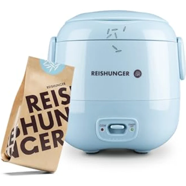 REISHUNGER Mini Reiskocher Starter Set 0,3 L - Hellblau - Elektrischer Reiskocher für 1-2 Portionen mit 8 Reissorten – Bild 1