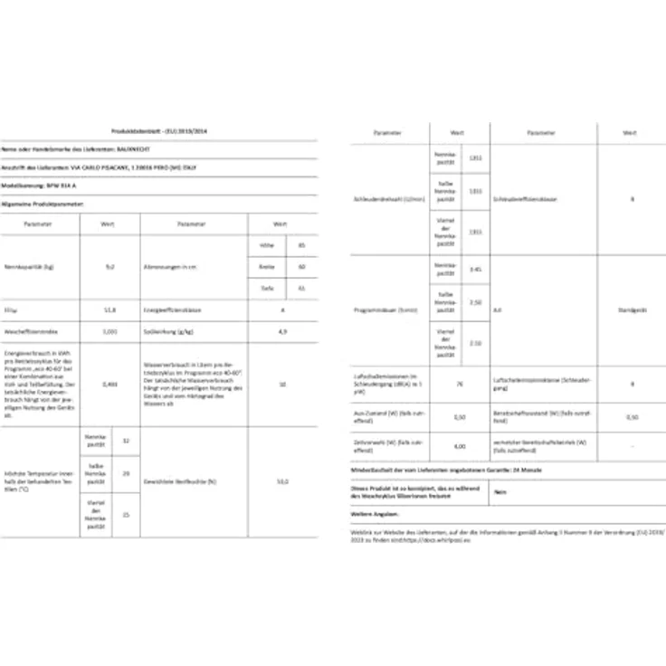 Bauknecht BPW 914 A, Frontlader-Waschmaschine, A, Fassungsvermögen 9 kg, Standgerät, Breite 60 cm – Bild 12