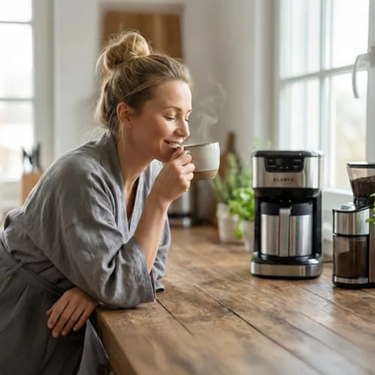 KLAMER Filterkaffeemaschine mit Thermoskanne, 1,25L Fassungsvermögen, Startzeitvorwahl & Tropf-Stopp, 1000 Watt für bis zu 10 Tassen – Bild 8