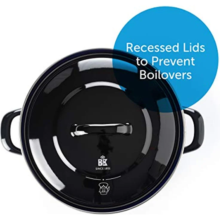 BK Indigo Holländisches Erbe Runde Deutsche Emaillierte Kasserolle mit Deckel mit PFAS-Freier Keramischer Antihaftbeschichtung, 20 cm/2,5 Liter, Induktion, Spülmaschinenfest, Backofenfest, Schwarz – Bild 5