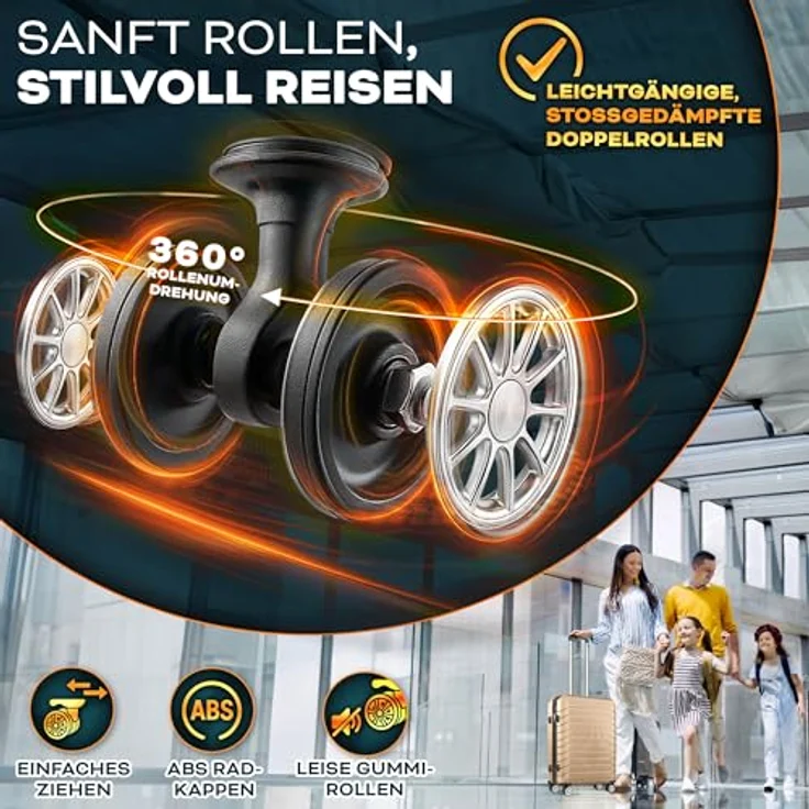 tillvex® Reisekoffer Set 3-TLG. Hartschalenkoffer mit TSA Schloss, 4 Rollen, inklusive Gepäckwaage, 6 Koffergurten & 3 Kofferanhängern, S-M-L-XL (Champagner) – Bild 3